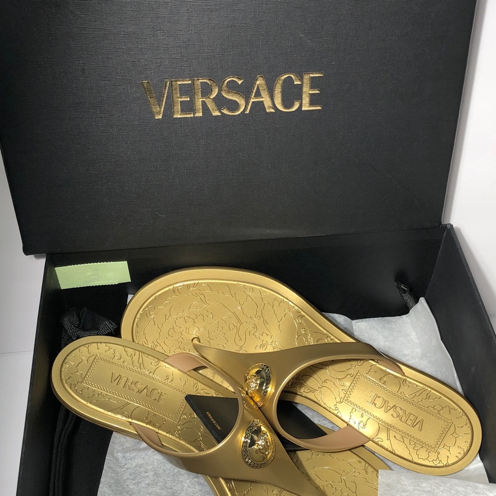 New Authentic Versace Gold Sandals size 40 - Picture 14 of 14